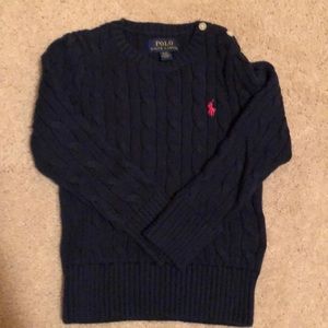 Navy blue Polo ribbed crew neck sweater